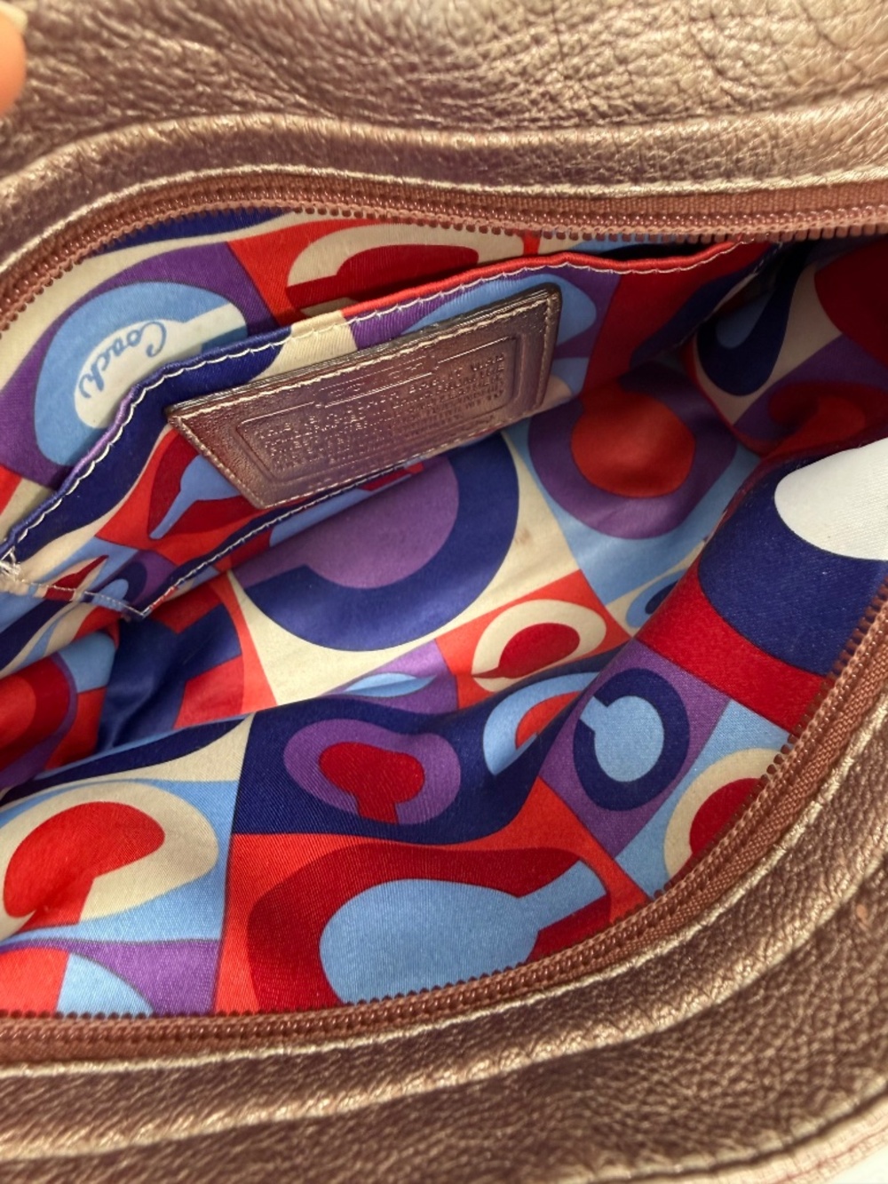 Rare! 2010 Era Coach Rose Gold Mini Hobo Leather Handbag with Tortoise Shell - Picture 7 of 10